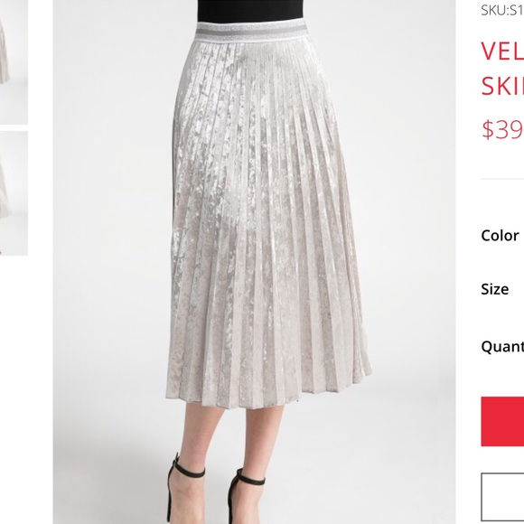 grey velvet pleated skirt